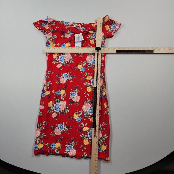 Ultra Flirt Mini Dress Womens Juniors XS X-Small Off-the-Shoulder Ruffled‎ Hem - Picture 6 of 8